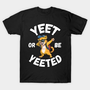 Yeet Or Be Yeeted Cool Cat Dabbing Back To School Sunglasses T-Shirt